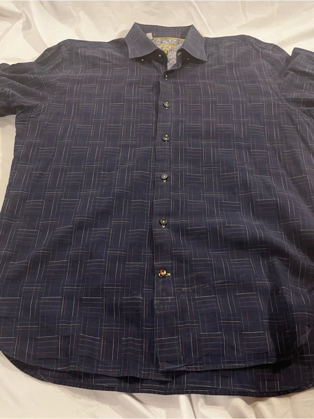 Men's Navy Geometric Casual Button-Down Shirt